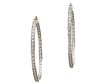 14K YELLOW GOLD IN AND OUT PAVE DIAMOND HOOP EARRINGS