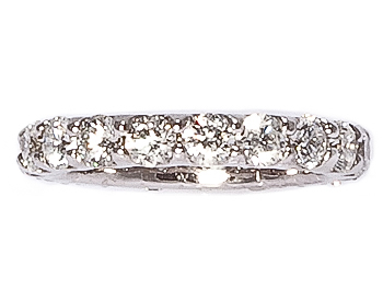 14K WHITE GOLD ROUND DIAMOND AND SHARED PRONG ETERNITY BAND 