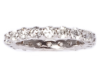 14K WHITE GOLD ROUND DIAMOND AND SHARED PRONG ETERNITY BAND 