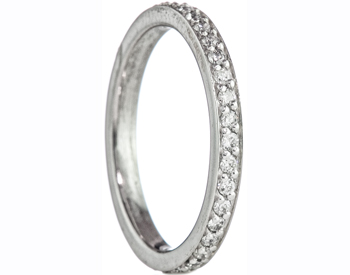 14K WHITE GOLD BEAD SET AND ROUND DIAMOND ETERNITY BAND 