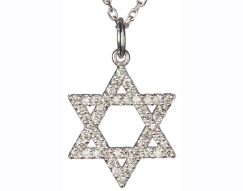14K WHITE GOLD PAVE DIAMOND STAR OF DAVID PENDANT 