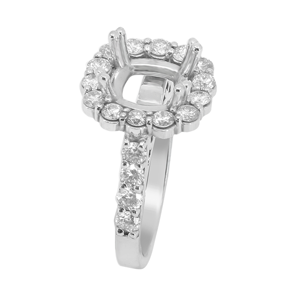 14K WHITE GOLD 14MM CUSHION HALO ENAGEMENT RING