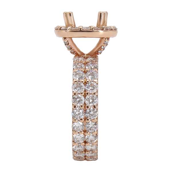 14K ROSE GOLD 12MM DOUBLE CUSHION HALO ENGAGEMENT RING