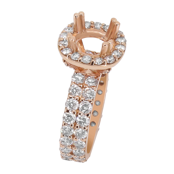 14K ROSE GOLD 12MM DOUBLE CUSHION HALO ENGAGEMENT RING