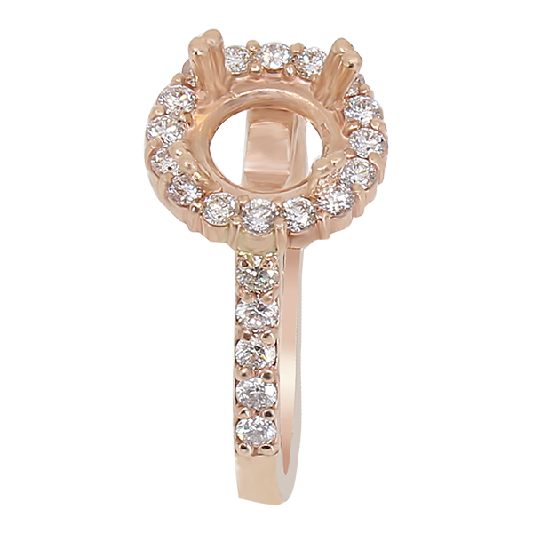 14K ROSE GOLD 11MM ROUND HALO ENGAGEMENT RING