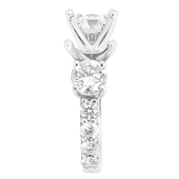 14K WHITE GOLD 3-STONE ENGAGEMENT RING