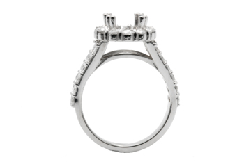 14K WHITE GOLD ROUND HALO AND SPLIT SHANK ROUND DIAMOND SEMI MOUNTING 
