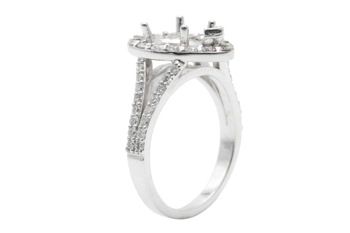14K WHITE GOLD PEAR SHAPED HALO AND SPLIT SHANK SEMI MOUNTING