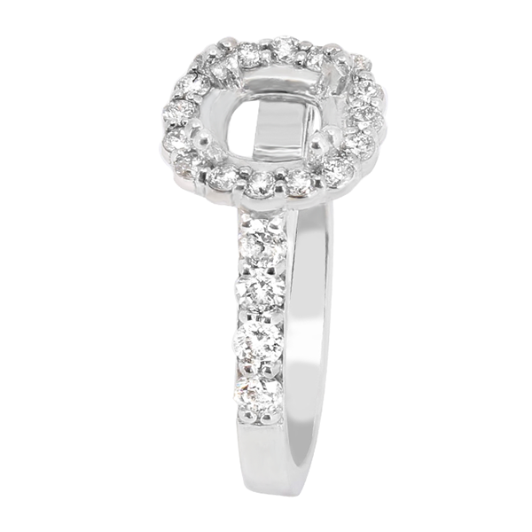 14K WHITE GOLD 11MM CUSHION HALO ENGAGEMENT RING