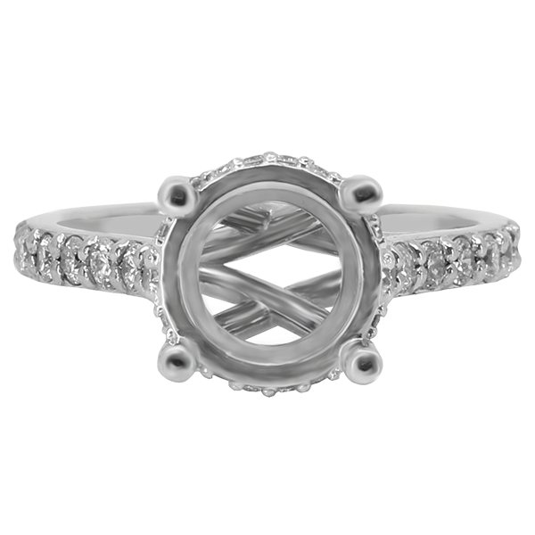14K WHITE GOLD ROUND CATHEDRAL LUCIDA ENGAGEMENT RING