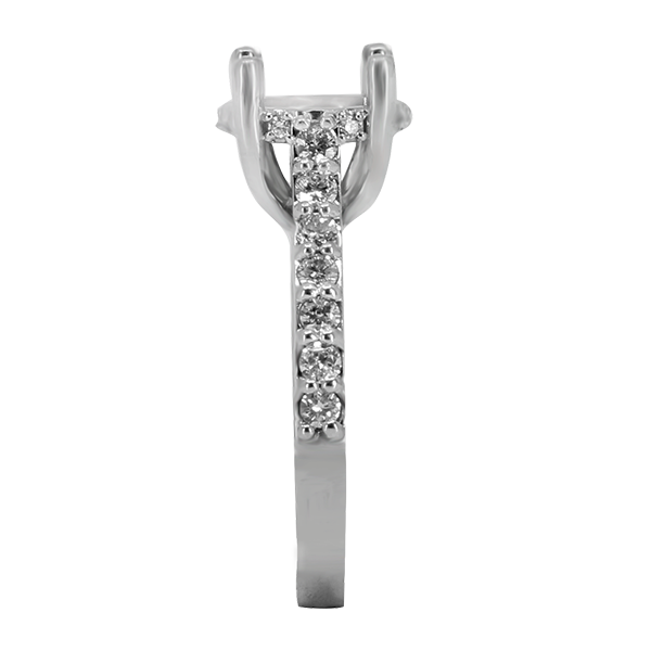 14K WHITE GOLD ROUND CATHEDRAL LUCIDA ENGAGEMENT RING