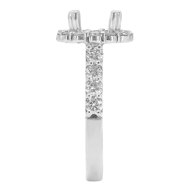14K WHITE GOLD SHARED PRONG 12MM ROUND HALO ENAGEMENT RING