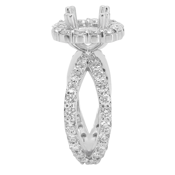 14K WHITE GOLD 12MM CUSHION HALO ENGAGEMENT RING