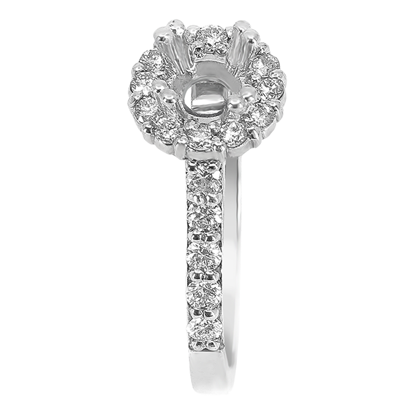 14K WHITE GOLD SHARED PRONG 8MM ROUND HALO ENAGEGMENT RING