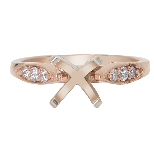 14K ROSE GOLD MILGRAIN MARQUISE ENAGEMENT RING