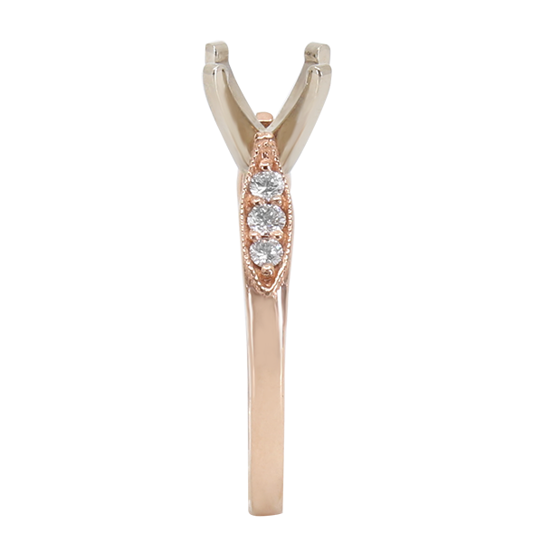 14K ROSE GOLD MILGRAIN MARQUISE ENAGEMENT RING
