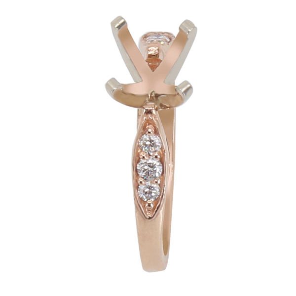 14K ROSE GOLD MILGRAIN MARQUISE ENAGEMENT RING