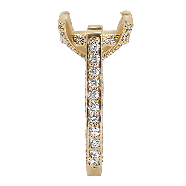 14K YELLOW GOLD 3-SIDED PAVE CATHEDRAL ENGAGEMENT RING
