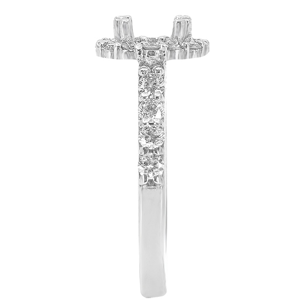 14K WHITE GOLD SHARED PRONG 10MM ROUND HALO ENAGEGMENT RING