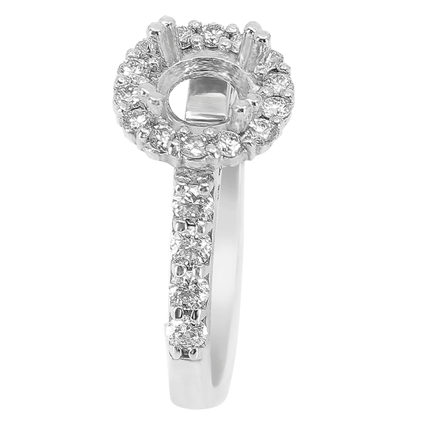 14K WHITE GOLD SHARED PRONG 10MM ROUND HALO ENAGEGMENT RING