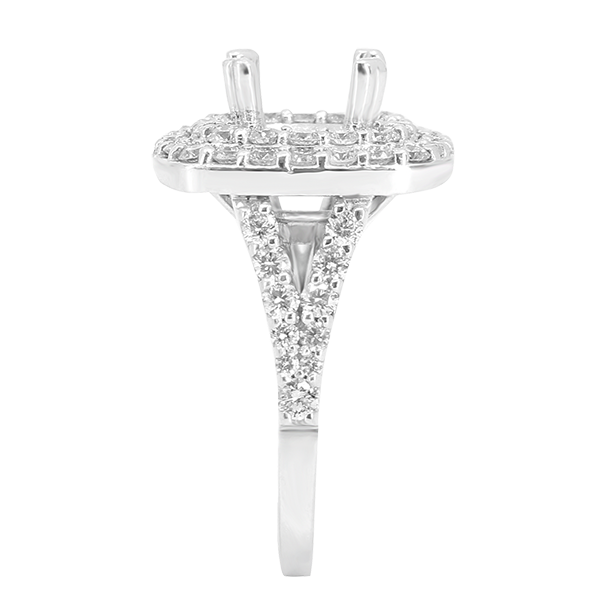 14K WHITE GOLD 14X14 DOUBLE CUSHION HALO SPLIT SHANK ENGAGEMENT RING