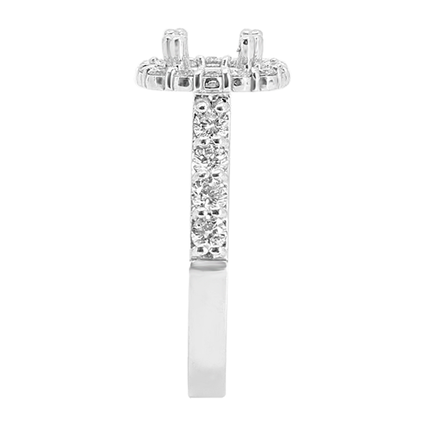 14K WHITE GOLD 10MM CUSHION HALO ENGAGEMENT RING