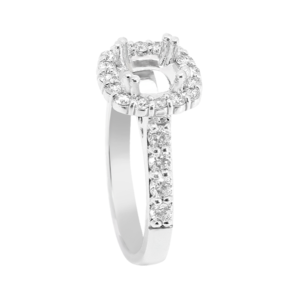 14K WHITE GOLD 10MM CUSHION HALO ENGAGEMENT RING