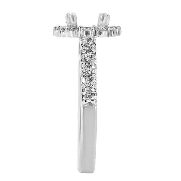 14K WHITE GOLD SHARED PRONG 11MM ROUND HALO ENAGEGEMNT RING