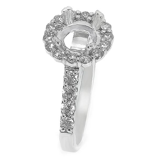 14K WHITE GOLD SHARED PRONG 11MM ROUND HALO ENAGEGEMNT RING