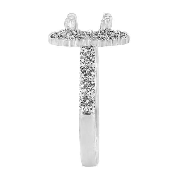 14K WHITE GOLD SHARED PRONG 14MM ROUND HALO ENGAGEMENT RING