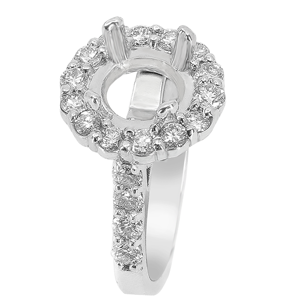 14K WHITE GOLD SHARED PRONG 14MM ROUND HALO ENGAGEMENT RING