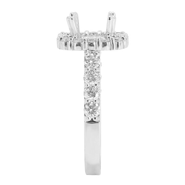 14K WHITE GOLD 12MM CUSHION HALO ENGAGEMENT RING