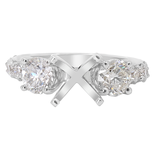 14K WHITE GOLD 3-STONE DIAMOND ENGAGEMENT RING