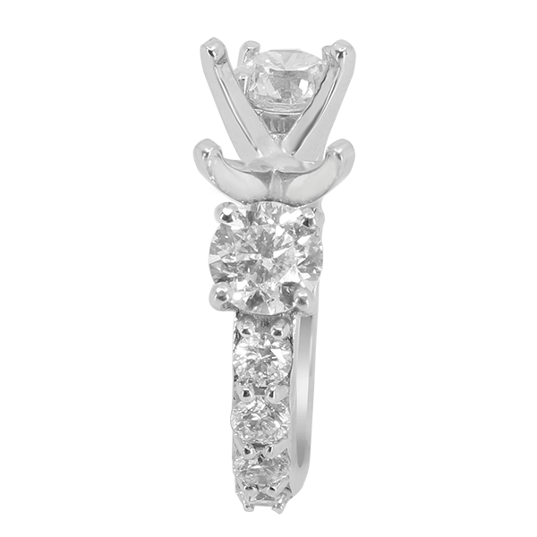 14K WHITE GOLD 3-STONE DIAMOND ENGAGEMENT RING