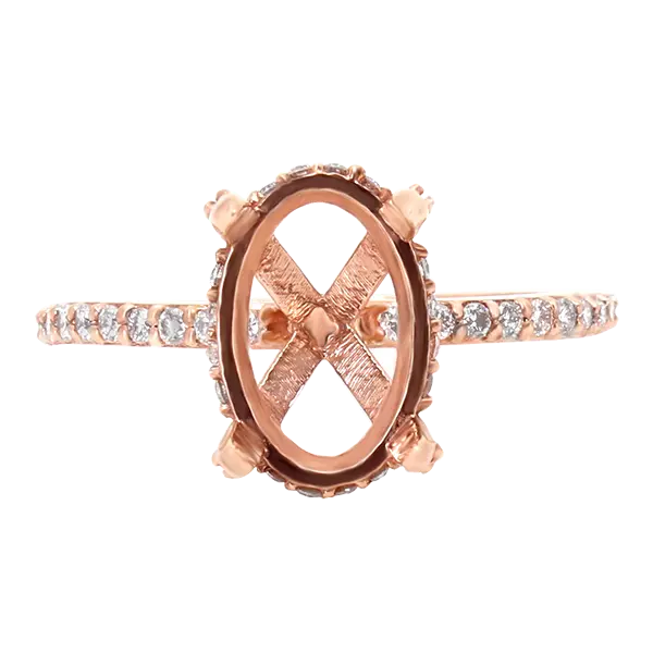 14K ROSE GOLD OVAL HEAD ENGAGEMENT RING