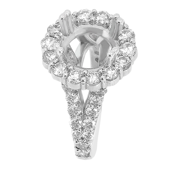 14K WHITE GOLD SHARED PRONG 14MM ROUND HALO SPLIT SHANK ENGAGEMENT RING