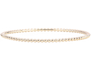 14K WHITE GOLD ROUND BEADED BANGLE 