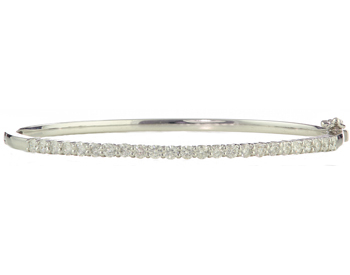 14K WHITE GOLD SHARED PRONG DIAMOND BANGLE