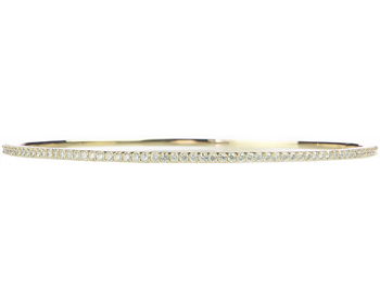 14K YELLOW GOLD ROUND PAVE DIAMOND SLIP-ON BANGLE