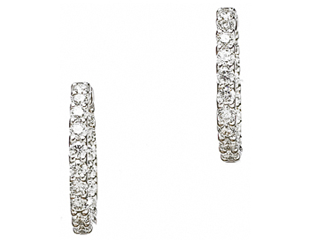 14K WHITE GOLD IN AND OUT PRONG SET DIAMOND HOOP EARRINGS