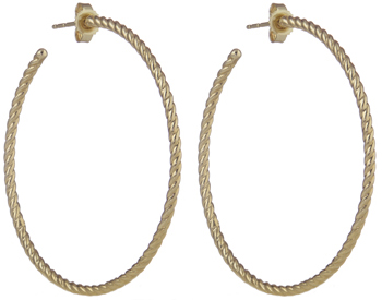 14K YELLOW GOLD ROPE DESIGN HOOP EARRINGS