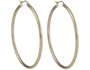 14K YELLOW GOLD ROUND TUBE HOOP EARRINGS