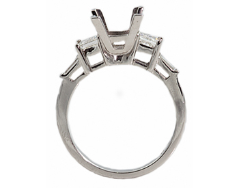 14K WHITE GOLD PRINCESS AND BAGUETTE DIAMOND SEMI MOUNTING