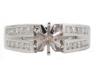 14K WHITE GOLD CHANNEL SET SPLIT SHANK DIAMOND SEMI MOUNTING