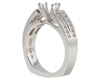 14K WHITE GOLD CHANNEL SET SPLIT SHANK DIAMOND SEMI MOUNTING