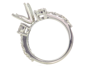 14K WHITE GOLD 3-STONE DESIGN SEMI MOUNTING