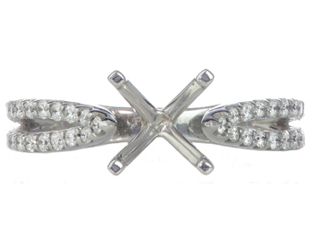 14K WHITE GOLD 4-PRONG ROUND DIAMOND SPLIT SHANK CATHEDRAL SEMI-MOUNTING 