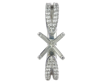 14K WHITE GOLD 4-PRONG ROUND DIAMOND SPLIT SHANK CATHEDRAL SEMI-MOUNTING 