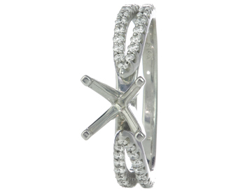 14K WHITE GOLD 4-PRONG ROUND DIAMOND SPLIT SHANK CATHEDRAL SEMI-MOUNTING 