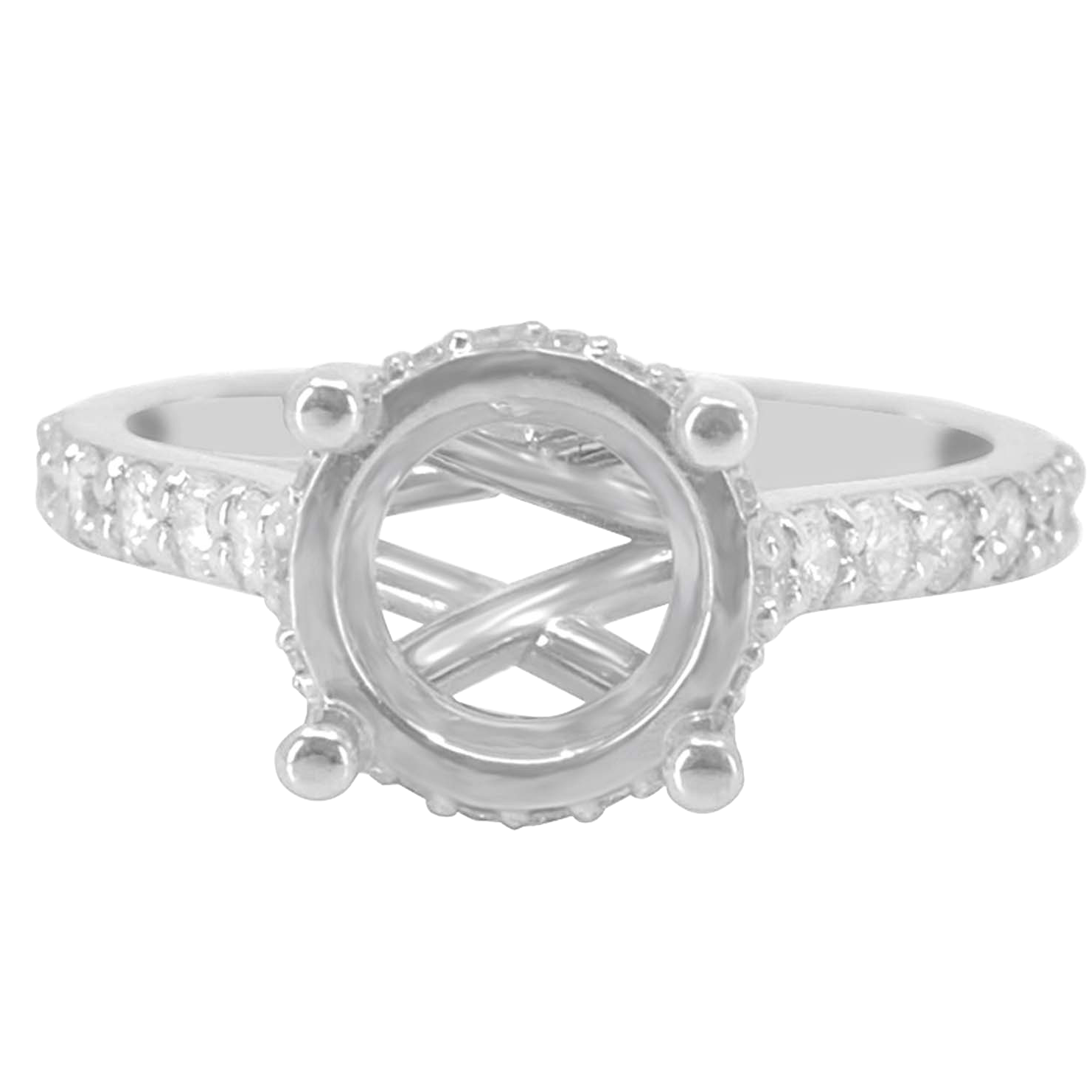 14K WHITE GOLD ROUND CATHEDRAL LUCIDA ENGAGEMENT RING
